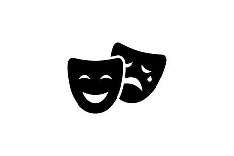 Comedy and tragedy masks icon in black. Happy and unhappy