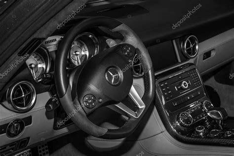 Interior of the sports car Mercedes-Benz SLS AMG Coupe, 2012. – Stock ...