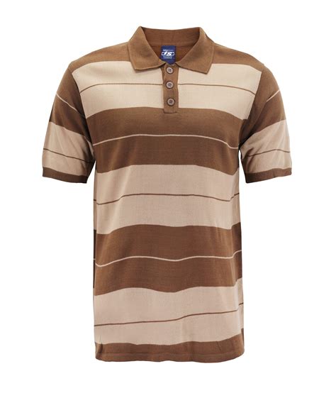 Men's Knitted Charlie Brown Striped Ribbed Short Sleeve Casual Polo ...