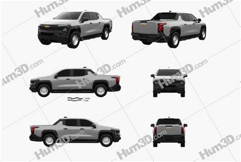 Chevrolet Silverado EV Crew Cab WT 2024 Blueprint Template - 3DModels