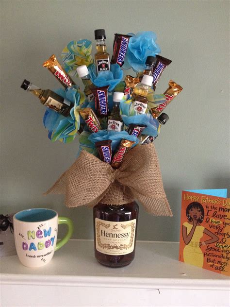 Man Flowers, Father's Day, Hennessey, candy, gift, DIY, man bouquet, man gift, for him ...