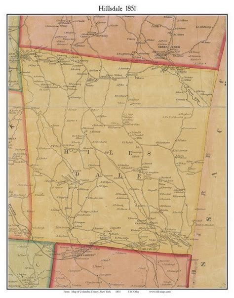 Hillsdale 1851 Old Town Map With Homeowner Names New York Reprint ...