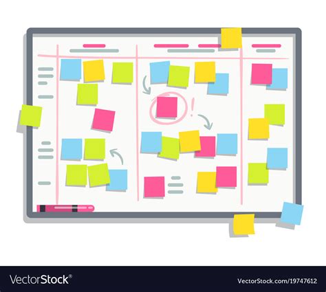 Process planning board with color sticky notes Vector Image