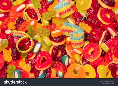 Assorted Colorful Gummy Candies Top View Stock Photo 2241050501 | Shutterstock