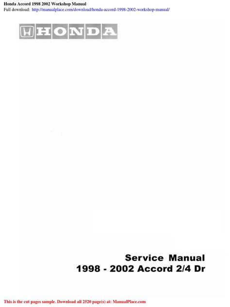 Honda Accord 1998 2002 Workshop Manual | PDF | Airbag | Seat Belt