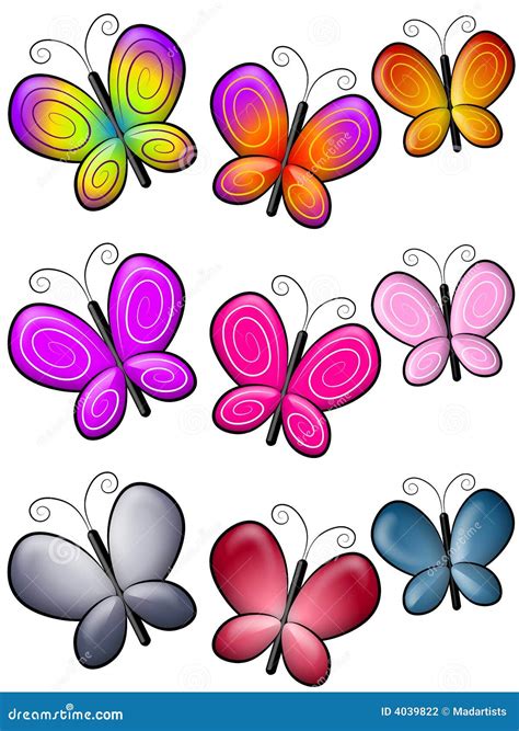 Various Colourful Butterflies Clip Art Stock Illustration - Illustration of assorted, clip: 4039822