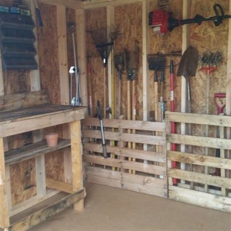 40 Rustic Pallet Wall Design Ideas That Inspire You | Garden tool storage, Storage shed ...