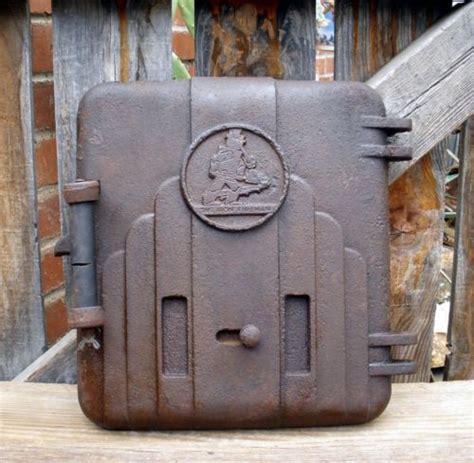 Antique Vintage IRON FIREMAN Art Deco Cast Iron Coal Furnace Door Part Salvage -- Antique Price ...