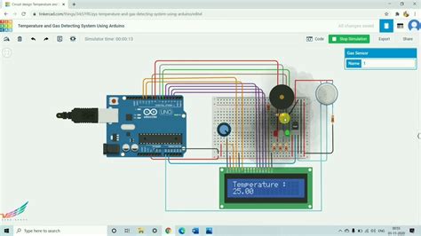 Arduino based Temperature and Gas detecting system using TinkerCAd - YouTube