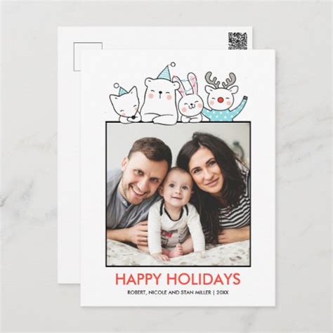 Winter Wonderland Animals Christmas Holidays Photo Postcard | Zazzle