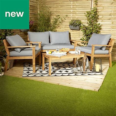 Denia Wooden 4 seater Coffee set | B&q garden furniture, Painted garden ...