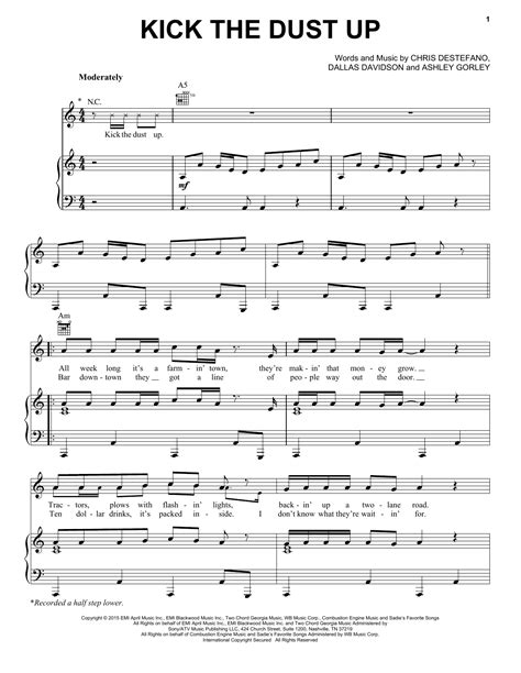 Kick The Dust Up by Luke Bryan Sheet Music for Piano, Vocal & Guitar Chords (Right-Hand Melody ...