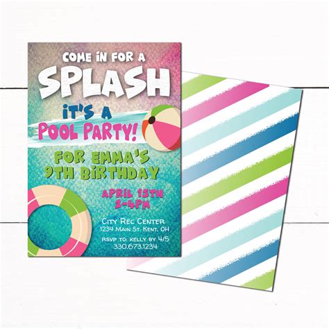 Girls Swim Party Birthday Invitation - Pool Swim Party Invitation - Me – Taylor George Designs