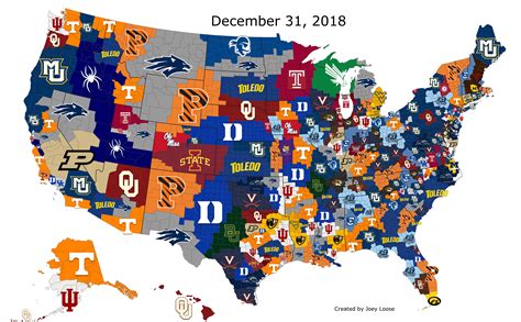 College Basketball Imperialism Map (December 31, 2018) : r/CollegeBasketball