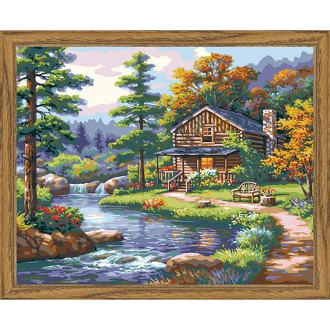 Plaid® Mountain Creek Cabin Paint-by-Number Kit - Walmart.com - Walmart.com