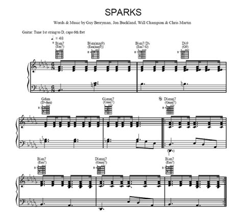 Coldplay Sparks Sheet Music Notes, Chords Download Printable Piano, Vocal Guitar PDF Score SKU ...