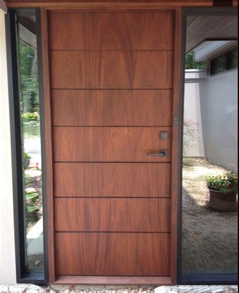 Modern Wooden Door with Glass Panels