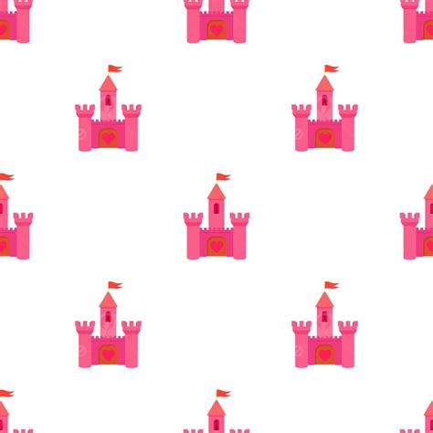 Pink Princess Castle Pattern Seamless Background Texture Repeat Wallpaper Geometric Vector, Flag ...