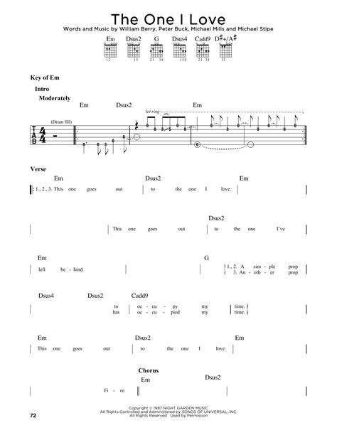 The One I Love by R.E.M. - Guitar Lead Sheet - Guitar Instructor