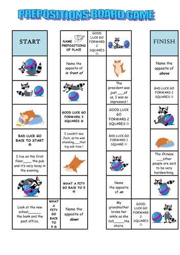 Prepositions of place. Board game. | Teaching Resources