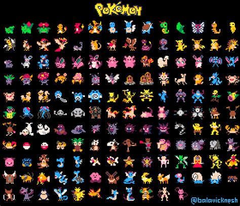 All 151 Gen 1 Pokemon Pixel Art by me! : r/pokemon