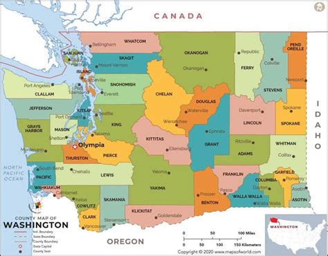 Washington State County Map, Counties in Washington State | County map ...