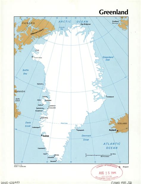 Large detailed political map of Greenland with cities and airports - 1976 | Greenland | North ...