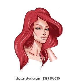 Red Head Long Detailed Flowing Hair Stock Vector (Royalty Free ...