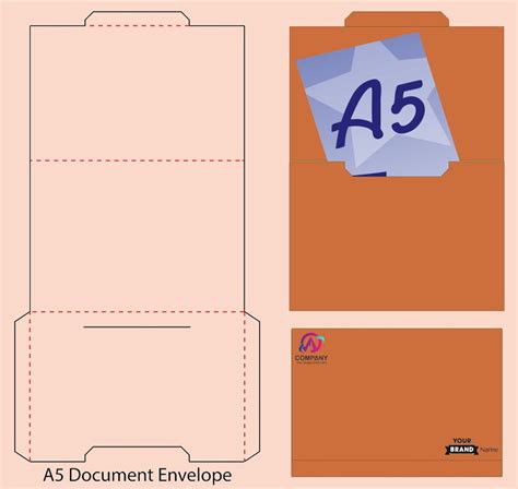 A5 Format Envelope Template, Die Cut, Mock up Template Vector ...