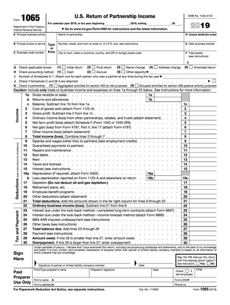 IRS 1065 2019 - Fill and Sign Printable Template Online | US Legal Forms