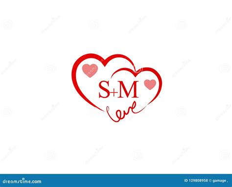 SM Initial Heart Shape Red Colored Logo Stock Vector - Illustration of ...