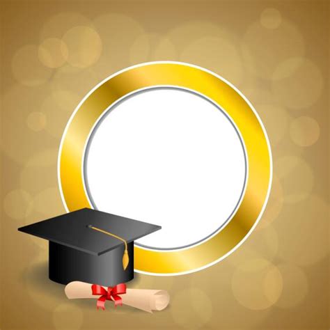 Graduation cap with diploma and golden abstract background 08 free download