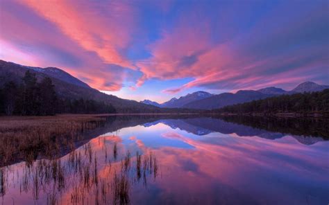 Wallpaper : landscape, sunset, lake, reflection, sunrise, evening, morning, river, atmosphere ...