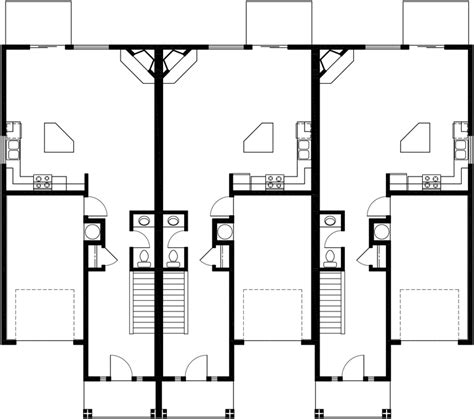 Triplex House Plans, Triplex House Plans With Garage, T-412