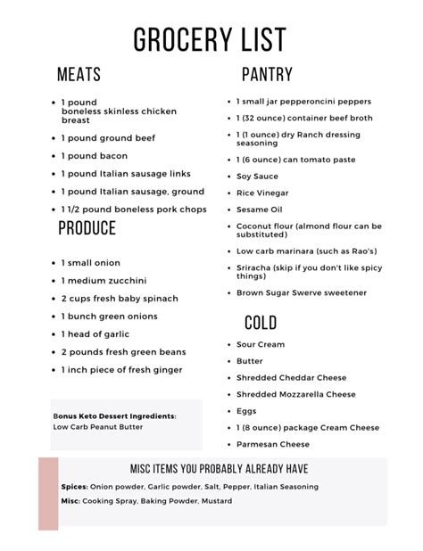 Keto Meal Plan Free Printable