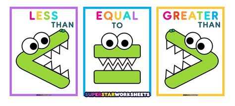 Greater Than Sign & Less Than Sign - Superstar Worksheets