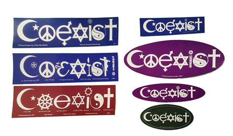 S001PACK2 Coexist Interfaith Bumper Sticker Variations Multiple Sticker Pack Bundle