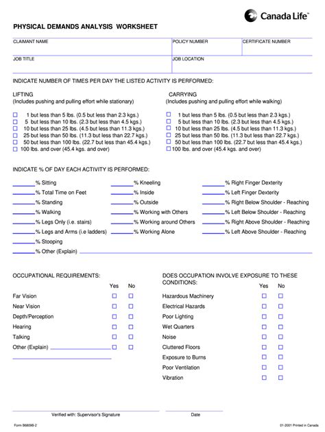 Physical Demands Analysis Template - Fill Online, Printable, Fillable ...