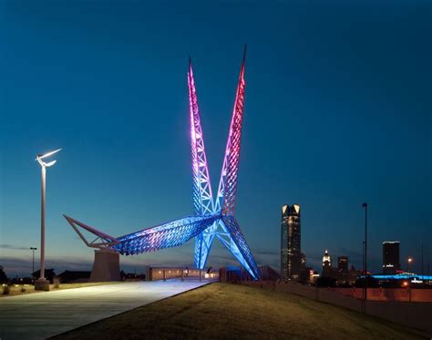 Oklahoma City’s landmark bridge, Oklahoma City SkyDance Bridge, is a 380-foot-long pedestrian ...