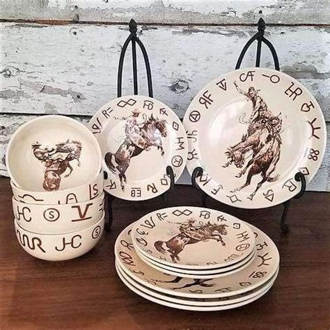 Cowboy Kitchen Bronc and Brands Dinner Plates