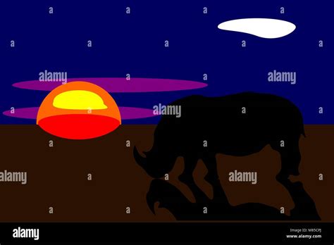 A Rhinoceros silhouette at sunset Stock Vector Image & Art - Alamy