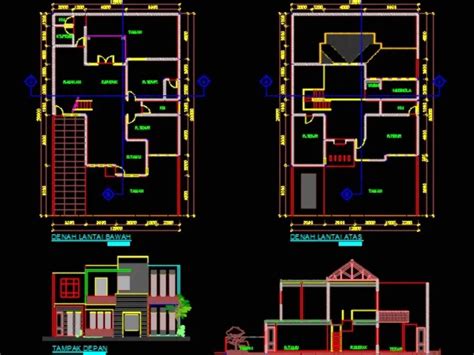 Rumah Desain 2 Lantai Sederhana Minimalis In AutoCAD | CAD library