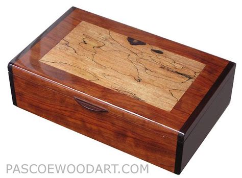 Handcrafted wood keepsake box - Decorative wood box - Bubinga, Spalted Maple, Bois de Rose ...