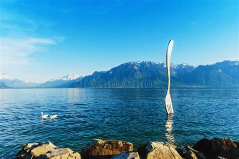 Scenic and Landscape of Vevey at Geneva Lake in Switzerland Stock Photo - Image of city, nature ...