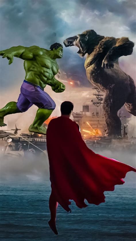 King Kong vs Hulk and Superman | Marvel comics wallpaper, Marvel characters, Superman film