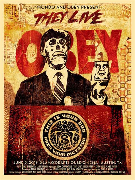 Obey They Live - poster reissue from movie | Shepard fairey posters, Alternative movie posters ...