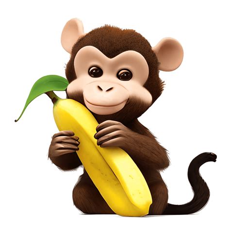 Cute Monkey Eating Banana · Creative Fabrica