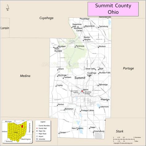 Map of Summit County, Ohio - Where is Located, Cities, Population ...