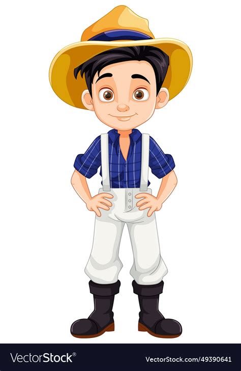 Handsome farmer boy cartoon Royalty Free Vector Image