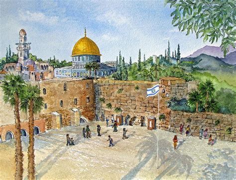 The Western Wall and Dome of the Rock in Jerusalem Painting by Bonnie ...